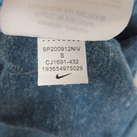 NIKE Sportswear Gym Vintage Hoodie Sz S Space Dye Blue CJ1691 Center Swoosh Logo - Picture 8 of 12
